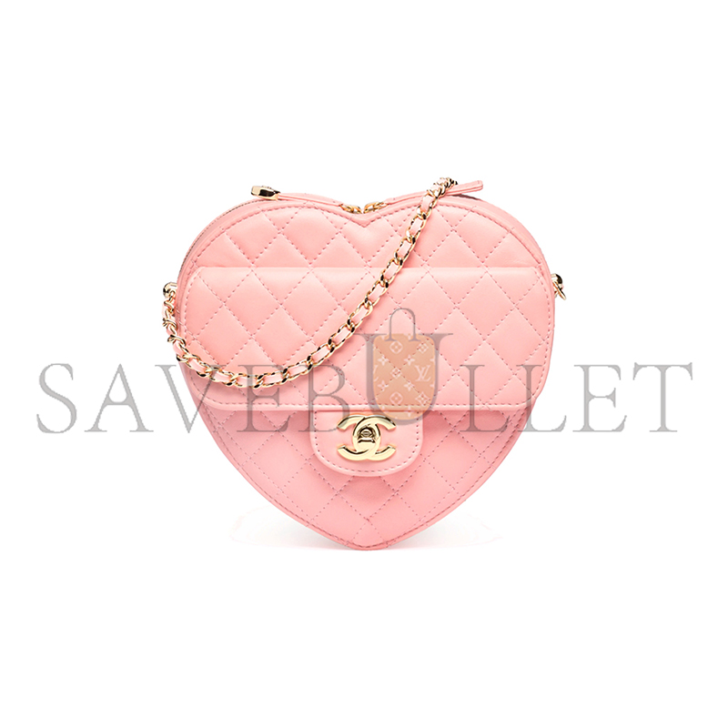Ch**el heart bag lambskin in light pink as5764 (18*18*5.5cm)